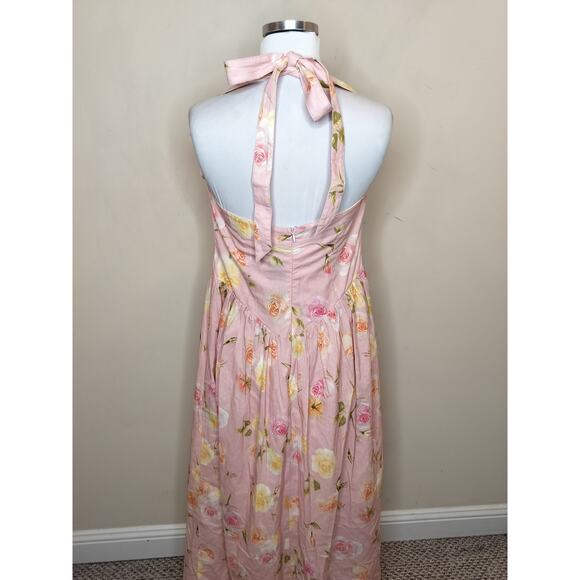Fashion Nova Floral Halter Midi Dress Pink Rose NWT - Picture 7 of 8